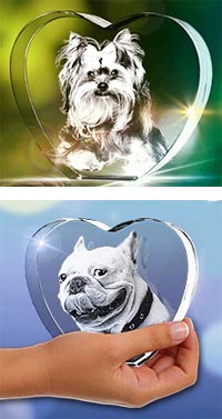 3D Photo Engraved Crystal Heart