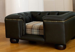 black leather luxury dog bed