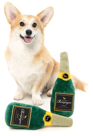 FuzzYard plush drink and food dog toys - Champagne