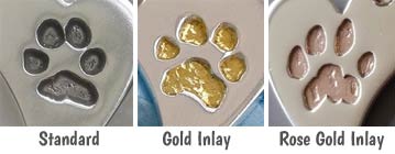 dog paw charm gold inlay option