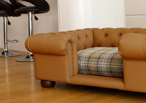 luxury faux leather dog sofa bed in camel