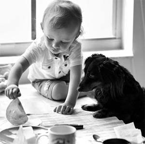 cute dog and child pic