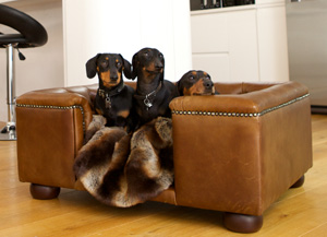 luxury real Italian leather dog bed