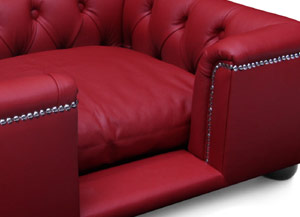 luxury real red leather dog bed
