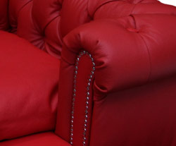 real red leather dog bed Chesterfield sofa