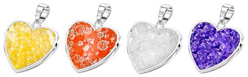 Pet ashes necklace heart colours
