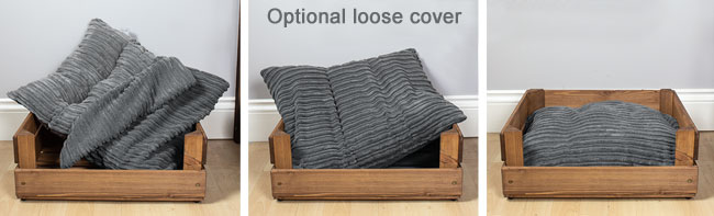 Grey cord dog bed covers