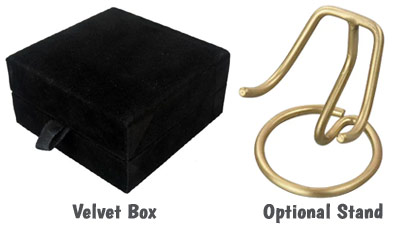 Velvet box and brass urn display stand
