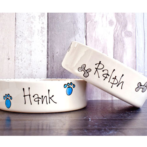 Ceramic Dog Bowl With Name - Whimsical Straight