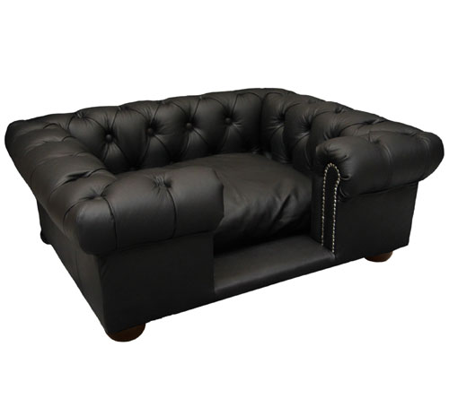 Balmoral Black Leather Dog Sofa