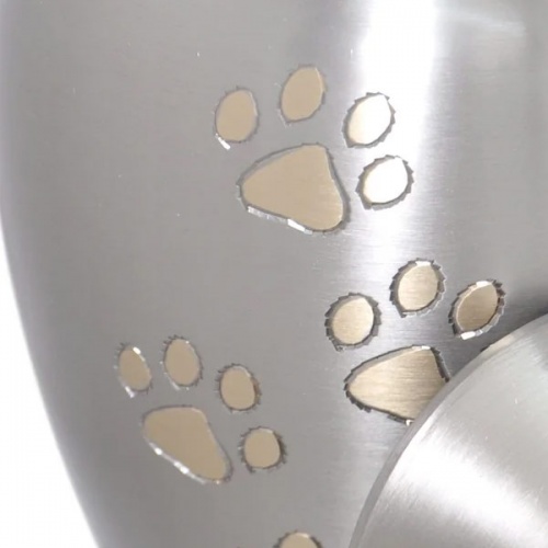 Paw Print Personalised Pet Urn - Silver