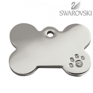 Swarovski Diamante Dog Tag - Medium Bone