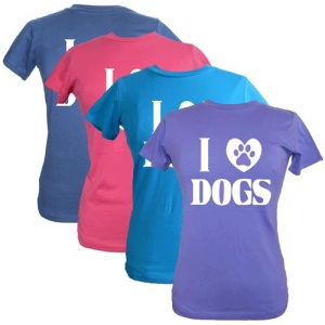 Women's Slogan T-Shirt - I Love Dogs