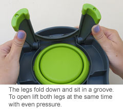 how to open the legs on the raised dog bowl