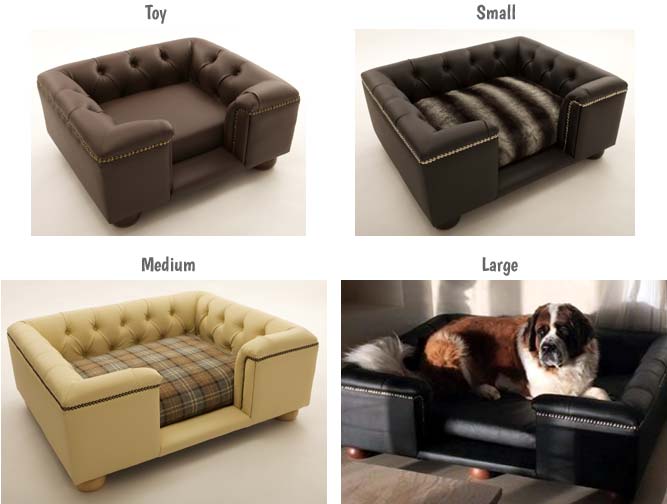 Sandringham luxury leather dog bed sizes