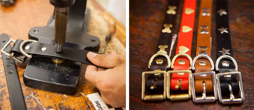 Studded leather dog collars UK made