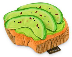 Avocado on toast fun dog toy