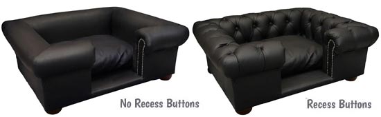 Black leather sofa dog bed recess buttons options