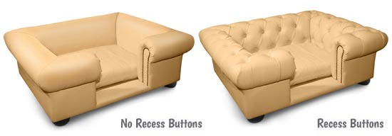 Sofa dog bed recess buttons options