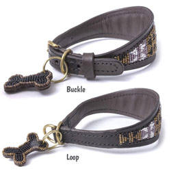 Leather beaded greyhound lurcher whippet dog collars