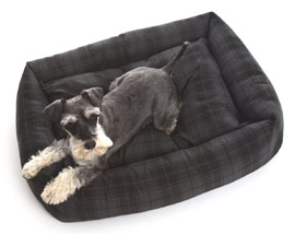 Luxury tartan bolster dog bed