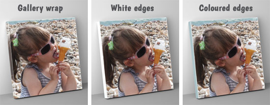 Canvas print wall art edge options