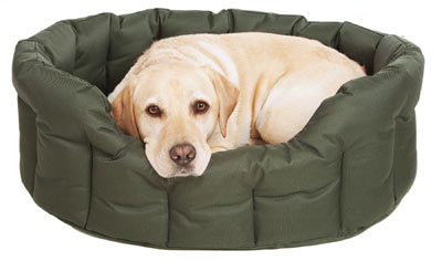 Country Dog oval green waterproof dog bed