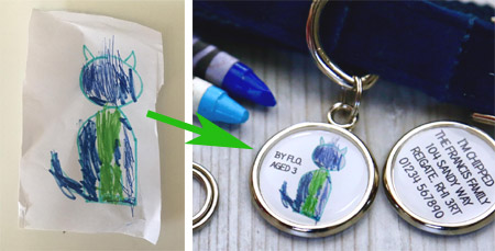 Your drawing on a pet tag