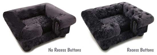 Sofa dog bed recess buttons options