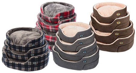 Essence brown, red and grey dog beds