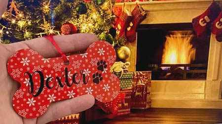 Personalised Bone Xmas Decoration Snowflake Design