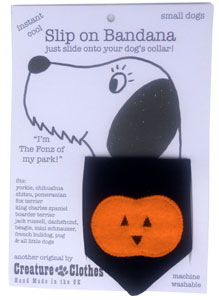 Halloween Jack O Lantern Pumpkin Over the Collar Dog Bandana That Slips onto Their Existing Collar Size Extra Small 