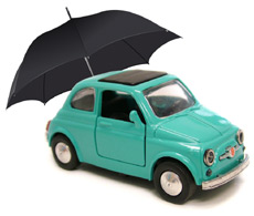 car shaded by an umbrella