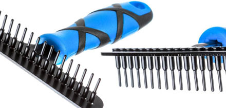 Dog undercoat rake for shedding moulting