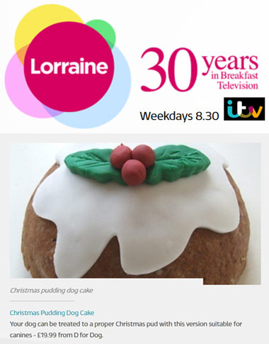 Lorraine Kelly Christmas gift guide for pets 2014 Dog Christmas Pudding