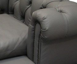 real grey leather dog bed Chesterfield sofa