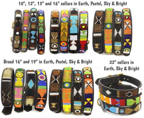 Masai beaded leather dog collars