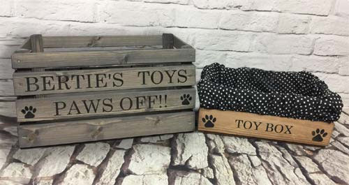 personalised wooden dog toy box