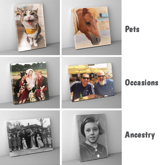 Printed canvas wall art pets, weddings, memories