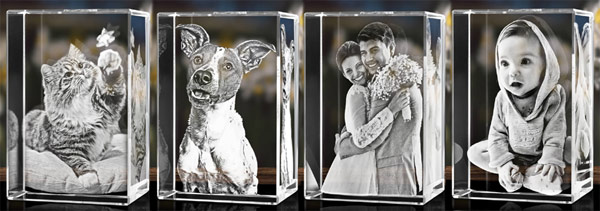 crystal glass photo cubes