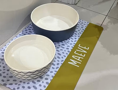 Personalised dog bowl feeding mats