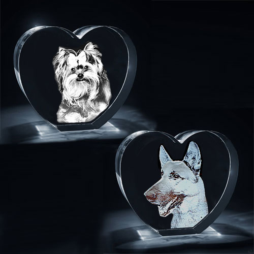 3D Photo Engraved Crystal Heart - Standing