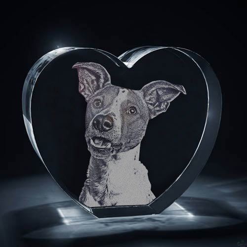 3D Photo Engraved Crystal Heart - Standing