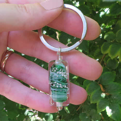 Memory Ashes in Glass Keyring