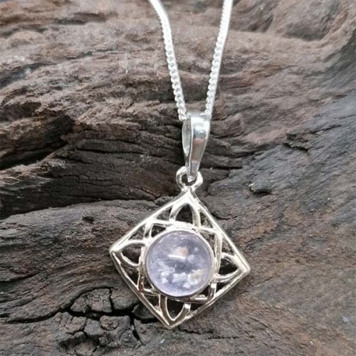 Memory Ashes in Glass Silver Celtic Square Pendant