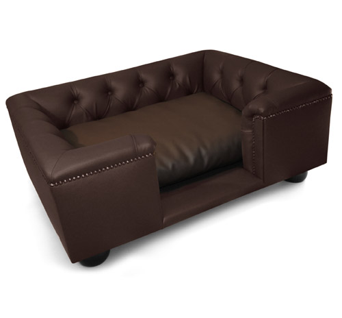 Sandringham Brown Leather Dog Bed