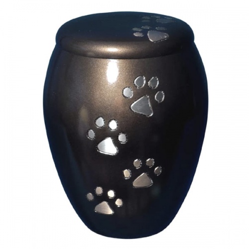 Metallic Brown Paw Prints Pet Urn