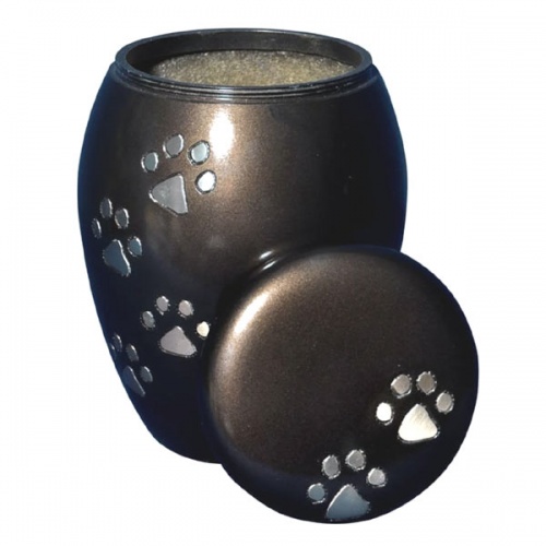 Metallic Brown Paw Prints Pet Urn