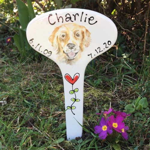 Ceramic Portrait Dog Grave Marker