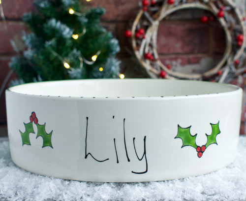 Personalised Christmas Dog Bowl - Straight